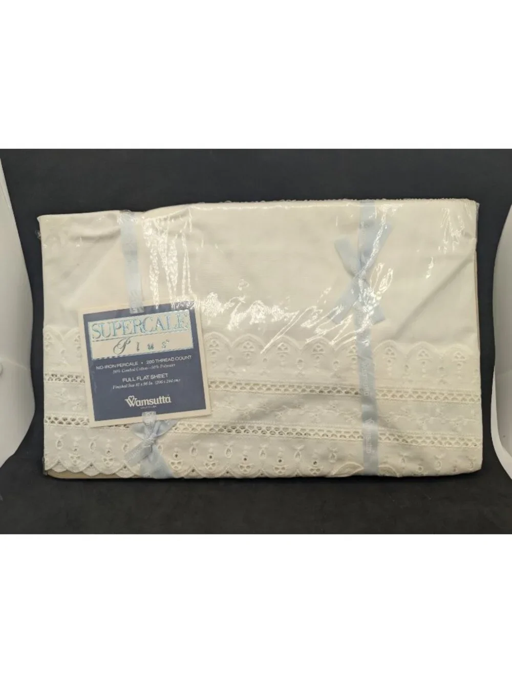 Vintage Wamsutta Supercale Plus 200 Thread Count Percale Full Flat Sheet WHITE